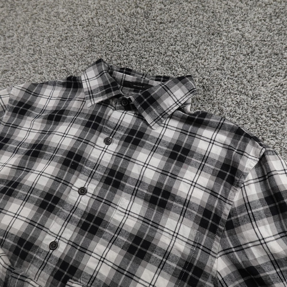 Banana Republic Shirt Mens S Black Plaid Flannel Long Sleeve Button Up Untucked